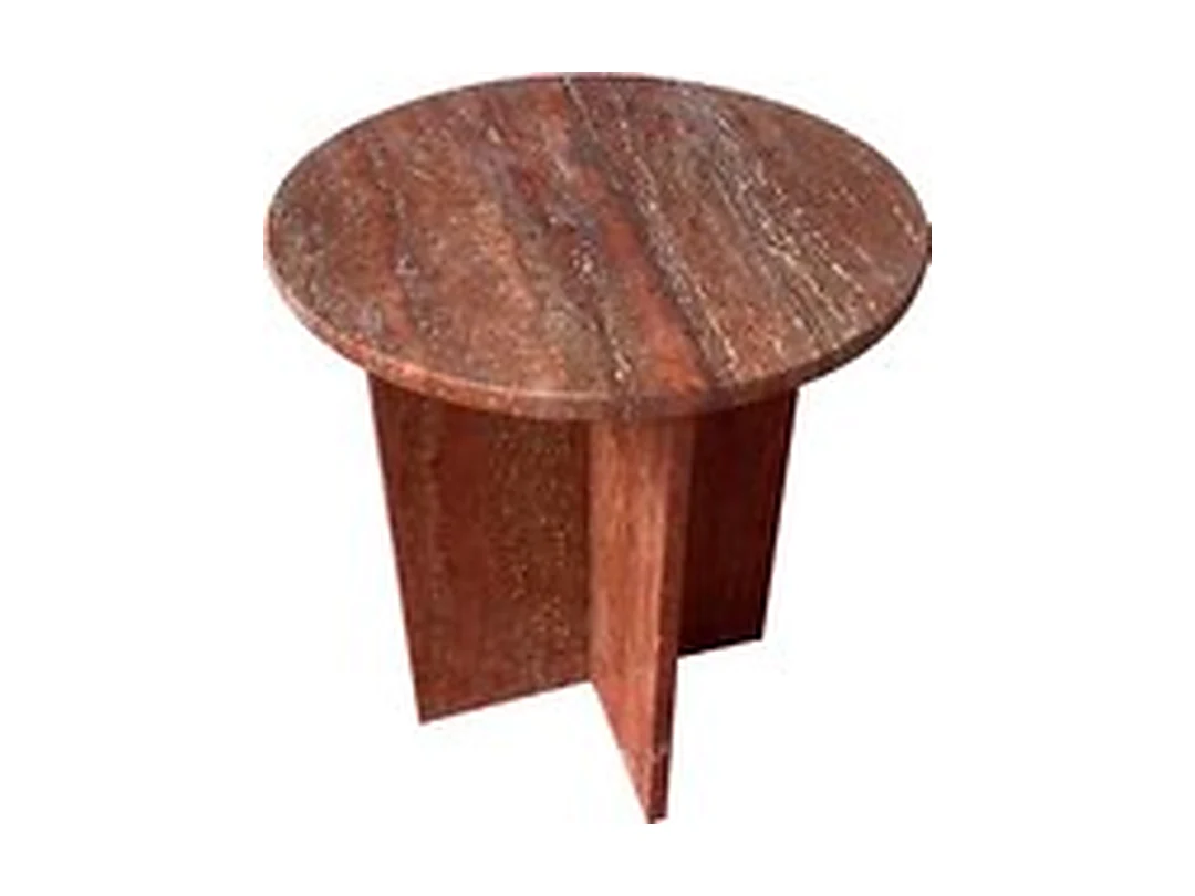 Enna Red Travertine Side Table